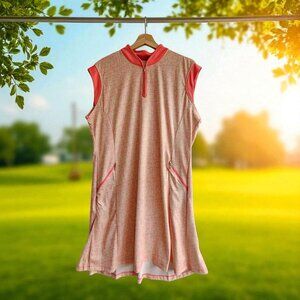 Bermuda Sands Women XL UPF 50+ Lyric Strawberry Sleeveless Golf Dress Pink Green